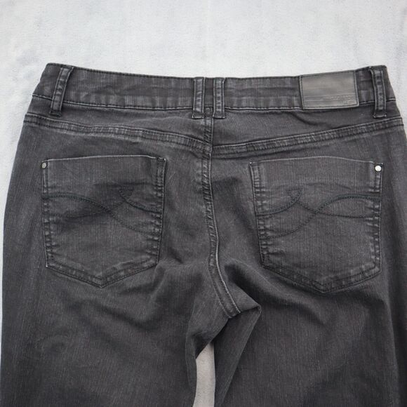 DNKY Pants Womens 6 Black Bootcut Low Rise Stretch Button Studded Denim Jeans - Picture 8 of 16